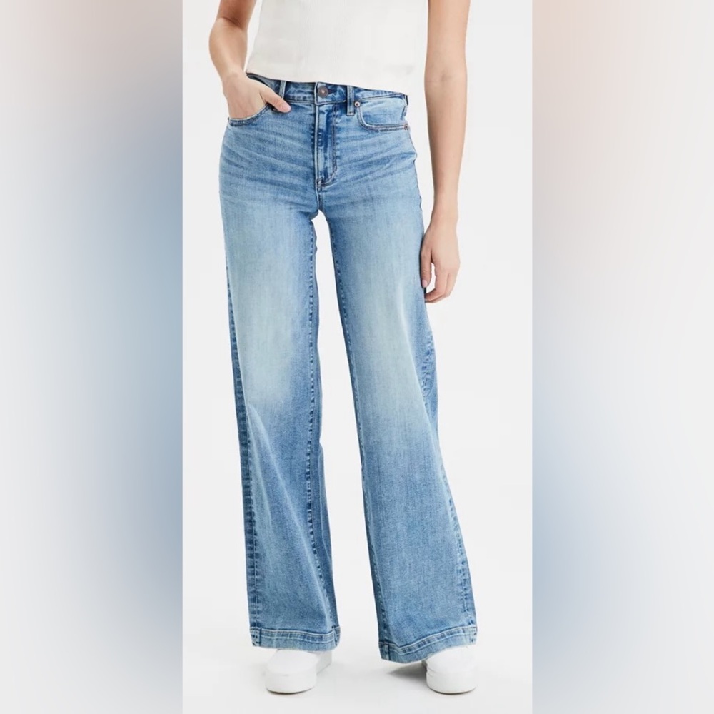 AE American Eagle Wide Leg Jean Plus Size 14 Super Stretch